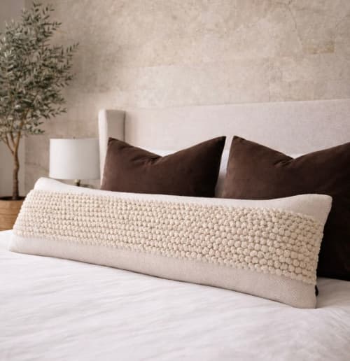 Morena Oversized Lumbar Pillow Cover — Textured Cotton in Cr | Pillows by Busa Designs