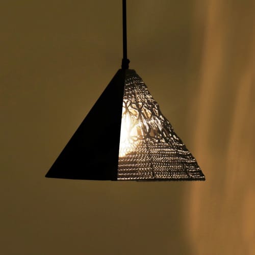 Warind Handcrafted Upward Cone Hanging Lamp | Pendants by Home Blitz. Item composed of brass