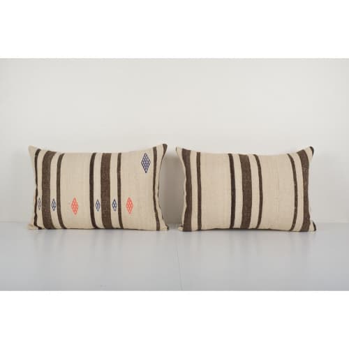 Woven Wool Turkish Hemp Kilim Rug Pillow Cover, Ethnic Kilim | Sham in Linens & Bedding by Vintage Pillows Store. Item made of cotton with fiber