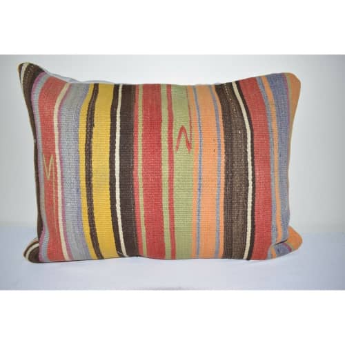 18" X 24" Original Diamond Pattern Faded Decorative Kilim | Sham in Linens & Bedding by Vintage Pillows Store. Item composed of cotton & fiber