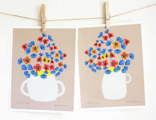 Nasturtium Set of 2 Prints | Prints by Leah Duncan. Item composed of paper in mid century modern or contemporary style