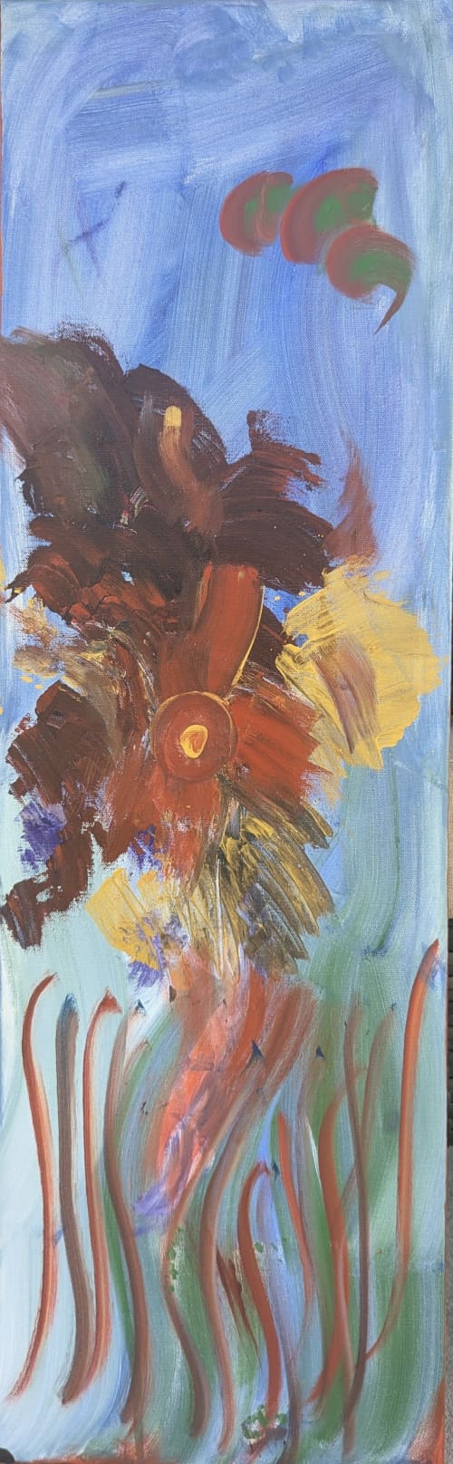 Fusion | Oil And Acrylic Painting in Paintings by Parineeta Patel- Nature Inspired Cosmic Abstracts. Item made of canvas works with mid century modern & contemporary style