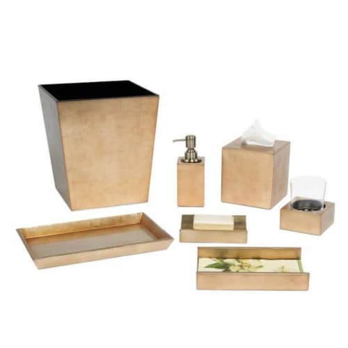 LIGHT BRONZE LEAF (Bath Collection) | Toiletry in Storage by Oggetti Designs. Item made of bronze