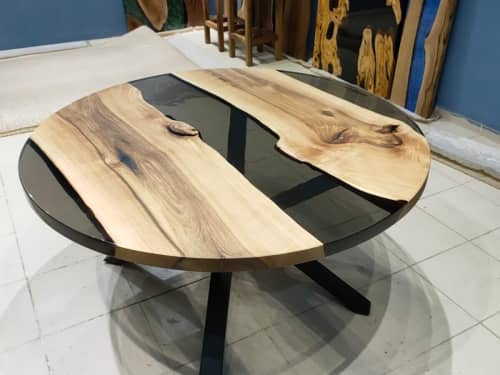 Smoke Round Epoxy Table Top - Diameter Epoxy Dining Table | Tables by LuxuryEpoxyFurniture. Item made of wood & synthetic