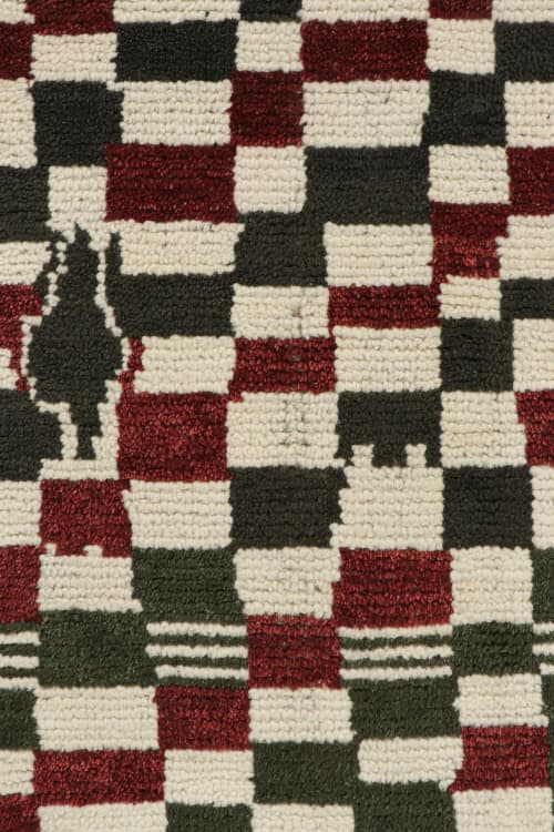 Rug & Kilim’s Moroccan style rug in White, Red and Brown Checkered Pattern | Area Rug in Rugs by Rug and Kilim