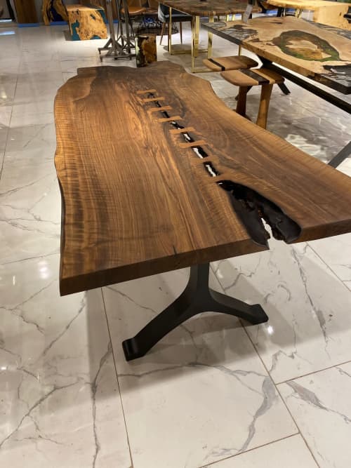 Walnut Table, Live Edge Dining Table, Wooden Dining Table | Desk in Tables by Tinella Collection. Item made of walnut works with contemporary & mediterranean style