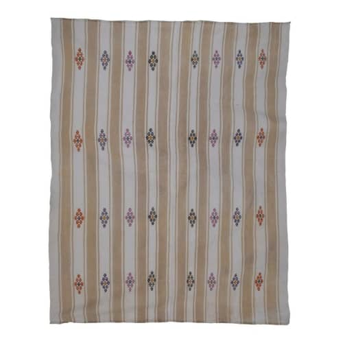 Vintage Striped Cotton Oversize Natural Kilim Rug | Area Rug in Rugs by Vintage Pillows Store. Item composed of cotton & fiber