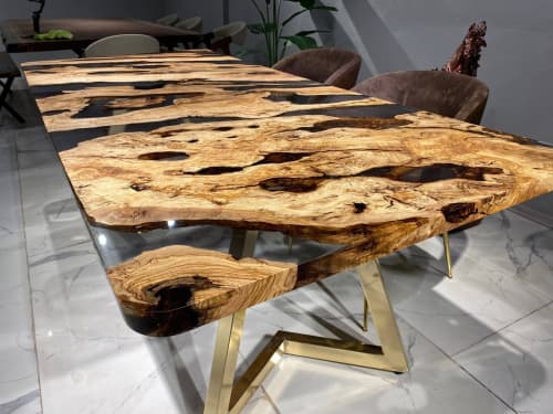 Olive Epoxy Resin Table, Custom Epoxy Table | Dining Table in Tables by Tinella Collection. Item composed of wood and metal in contemporary or modern style