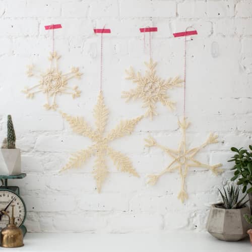 Giant Crocheted Snowflake DIY KIT | Embroidery in Wall Hangings by Flax & Twine. Item made of fabric