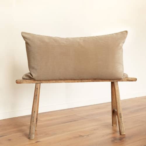 Beige Velvet with Channeling 20x36 | Pillow in Pillows by Vantage Design