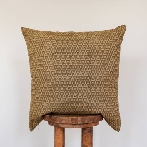 Olive Green Triangle and Circle Motifs Pillow 22x22 | Pillows by Vantage Design