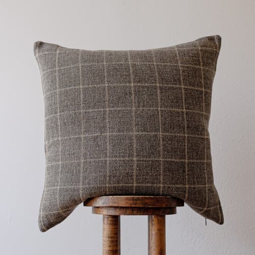 Brown, Grey, Cream Plaid Pillow 24x24 | Pillows by Vantage Design