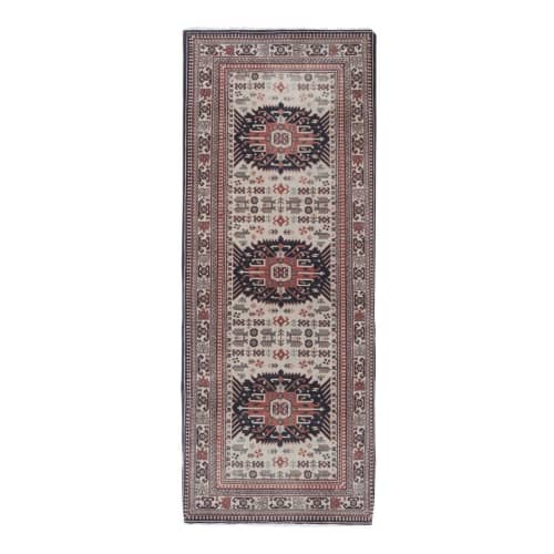 Vintage Animal Pattern Karabagh Caucasian Runner Rug | Rugs by Vintage Pillows Store. Item composed of cotton and fiber