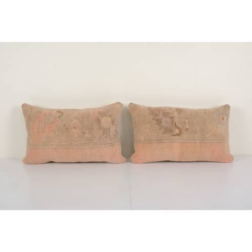 Set of Two Turkish Oushak Rug Pillow Cover, Matching Queen | Sham in Linens & Bedding by Vintage Pillows Store. Item made of cotton & fiber