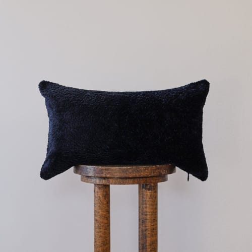 Navy Chenille Tufts Lumbar Pillow 12x20 | Pillows by Vantage Design