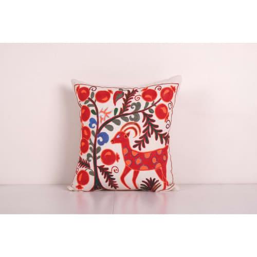 Suzani Animal Cushion Cover, Deer Embroidery Tribal House De | Pillows by Vintage Pillows Store