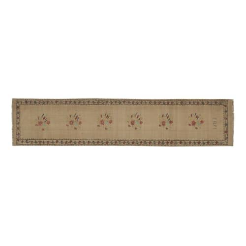 Vintage Dated Aubusson Turkish Kilim Runner Rug 2'3" X 10'8" | Area Rug in Rugs by Vintage Pillows Store. Item made of cotton with fiber