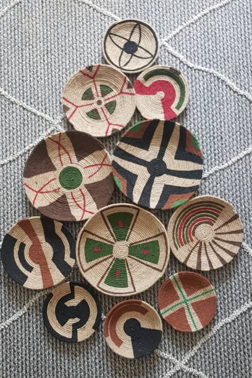 Set of 10 Boho Baskets Wall Decor | Decorative Plate in Decorative Objects by Sarmal Design. Item composed of cotton and synthetic in boho or contemporary style