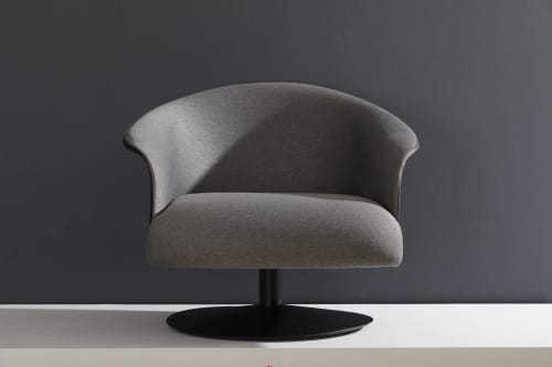 AC1. Round Base, Vegan Leather, Textile | Armchair in Chairs by SIMONINI. Item composed of wood & leather