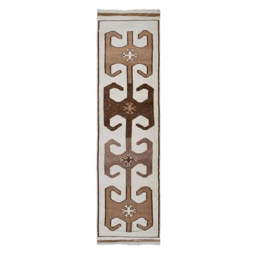 Handmade Vintage Moroccan Hall Rug, Area Rug Turkish Oushak | Runner Rug in Rugs by Vintage Pillows Store. Item composed of cotton and fiber