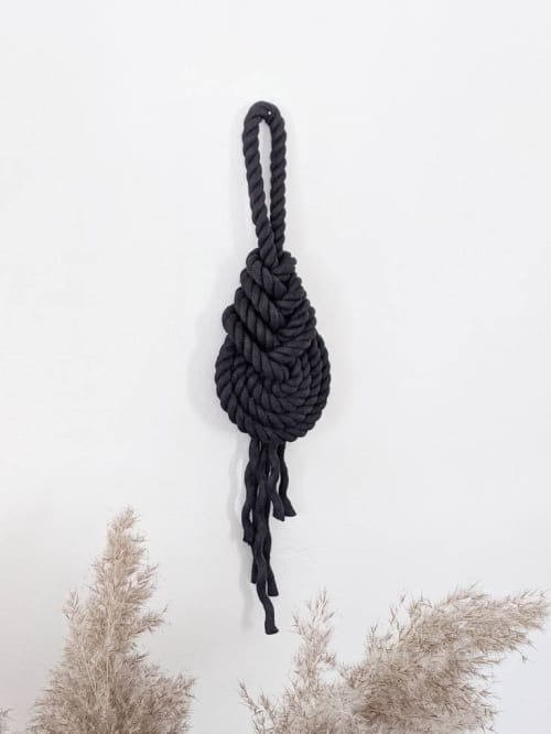 THE PIPA Small Modern Macrame Wall Hanging in Black | Wall Hangings by Damaris Kovach. Item composed of fiber