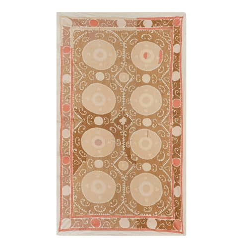 1960s Neutral Unusual Samarkand Uzbekistan Suzani - Soft Col | Tablecloth in Linens & Bedding by Vintage Pillows Store