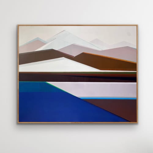 SOLD - Standing Guard - 48x60 Geometric Mountain | Shilo Ratner | Oil And Acrylic Painting in Paintings by Shilo Ratner