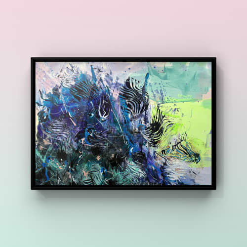 “Ocean sky” | Mixed Media in Paintings by Kate Kabissky. Item made of canvas with synthetic