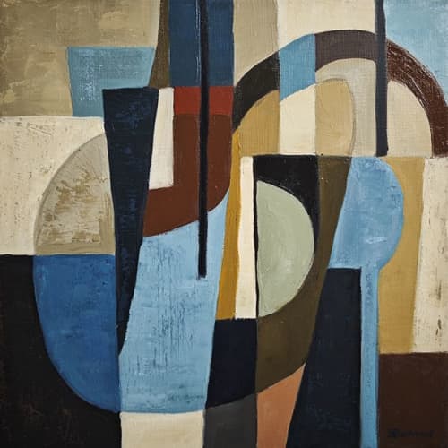 Blue convergence - abstrait geometrique | Decorative Objects by Sophie DUMONT.