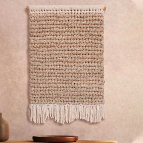 handcrafted Wool Wall Hanging, Neutral Boho Textured Decor | Wall Hangings by Swiflo