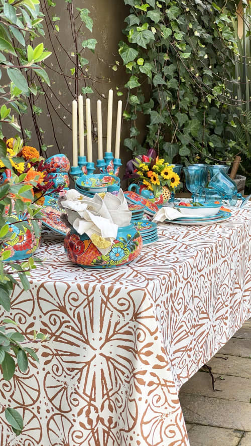 Azteca Tablecloth | Table Runner in Linens & Bedding by OSLÉ HOME DECOR. Item made of fabric