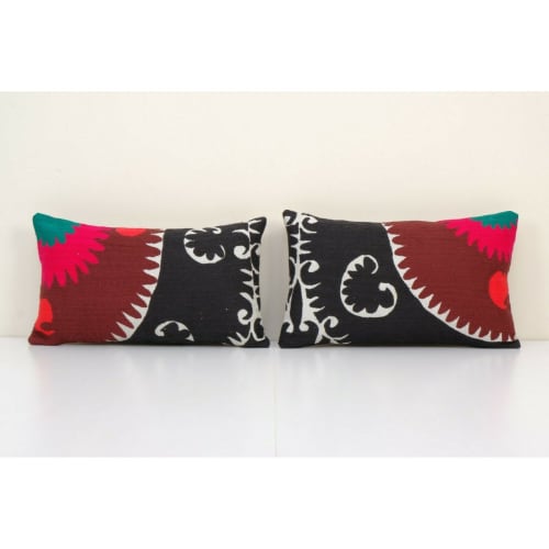 12" x 20" Set of Two Turkish Suzani Cushion Cover, Pair Suza | Sham in Linens & Bedding by Vintage Pillows Store. Item made of cotton
