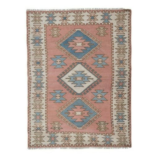 Vintage Wool Turkish Kars Rug - Dining Room Carpet | Area Rug in Rugs by Vintage Pillows Store. Item composed of cotton & fiber