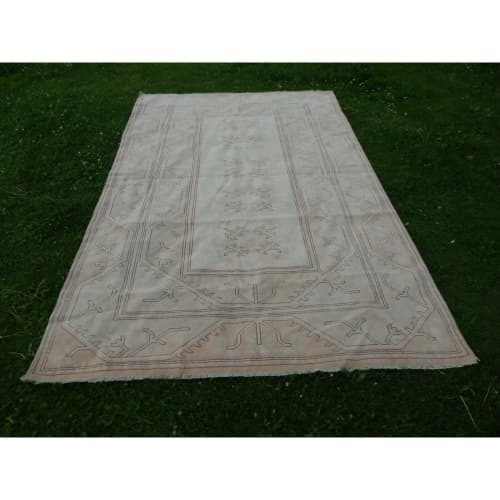 Hand Made Vintage Rug, Turkish Rug From Milas, Wool Knotted | Area Rug in Rugs by Vintage Pillows Store. Item composed of cotton