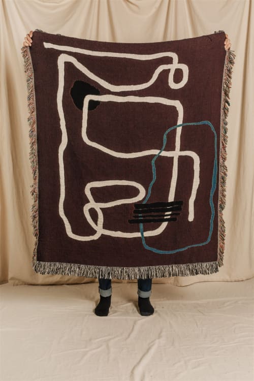The SOUTHWESTERN Woven Throw Blanket, Earth Tone Accents | Linens & Bedding by Parker Heath | PAR  KER made. Item composed of cotton and fiber in minimalism or mid century modern style