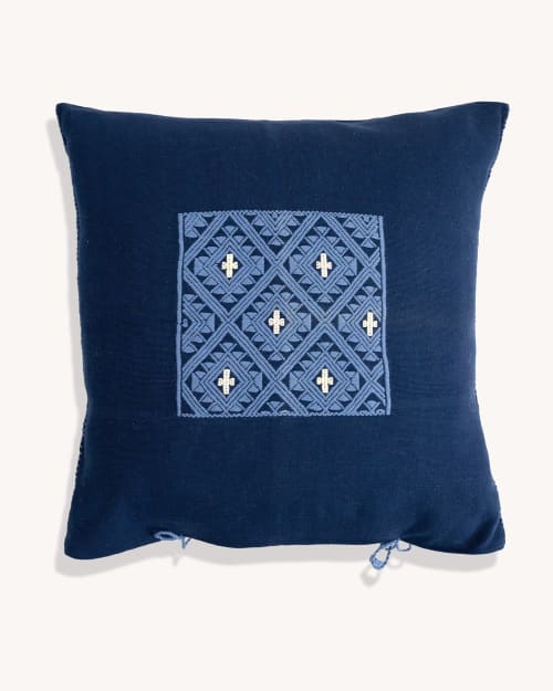 Itotia Handwoven Brocade Cushion Cover (BLUE) | Sham in Linens & Bedding by Routes Interiors. Item composed of cotton in boho or eclectic & maximalism style