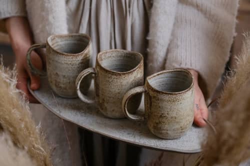 SET of (2 mugs) Earthling - "Simplicity" - organic natural | Drinkware by Laima Ceramics. Item made of stoneware works with minimalism style