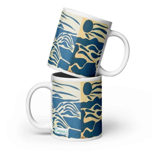 Coffee Mug - Blue Airwaves - Minimalist Abstract Ocean | Work by Eman's Gallery