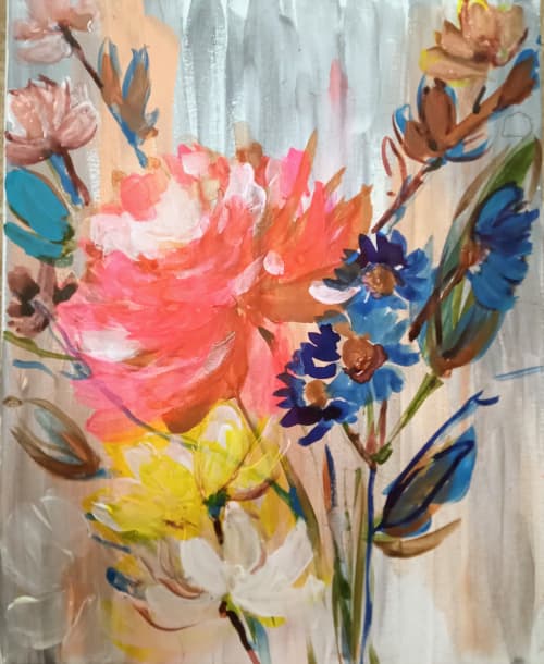 Mystic Spirit Flower Painting | Oil And Acrylic Painting in Paintings by Colleen Sandland Beatnik. Item composed of canvas and synthetic