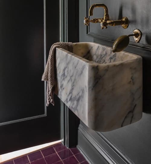 Modern -Minimalist Design Calacatta Viola Marble Sink :A Unique Work of Art for Your Bathroom | Water Fixtures by AYMARBLEDESIGN LLC