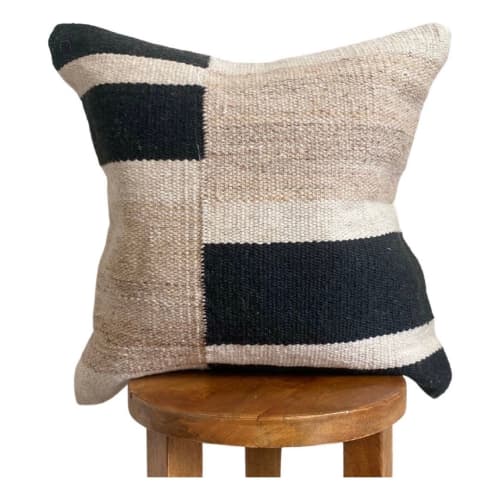 Calabasas Pillow Cover — Geometric Cotton in Black & Beige | Pillows by Busa Designs