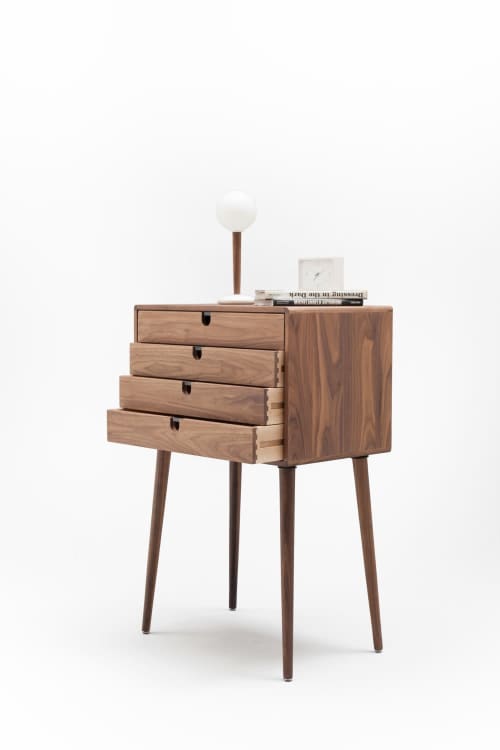 Mid Century Chest of Drawers, Cabinet with 4 Drawers | Dresser in Storage by Manuel Barrera Habitables. Item composed of walnut