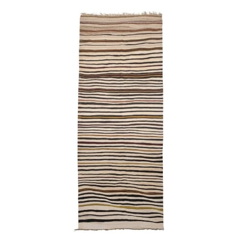 Vintage Striped Turkish Hemp Kilim Runner 4'8" X 11'6" | Area Rug in Rugs by Vintage Pillows Store. Item composed of cotton and fiber
