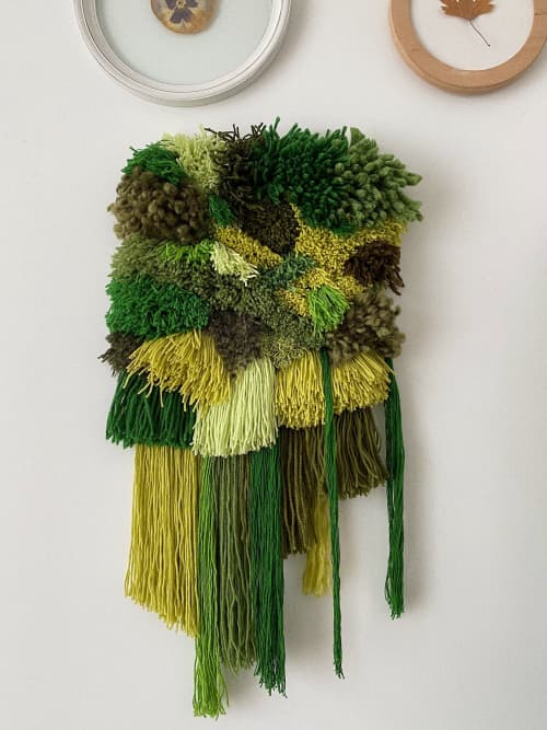 Moss woven wall tapestry | Wall Hangings by Awesome Knots. Item composed of cotton and fiber in boho or mediterranean style