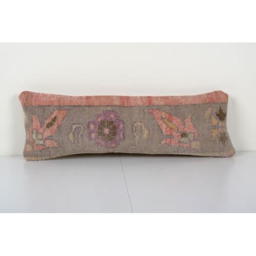 Vintage Dark Coat Turkish Carpet Rug Pillow, Handmade Floral | Cushion in Pillows by Vintage Pillows Store