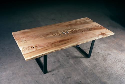 Live Edge Maple Canyon Dining Table | Tables by Urban Lumber Co.. Item made of maple wood with steel