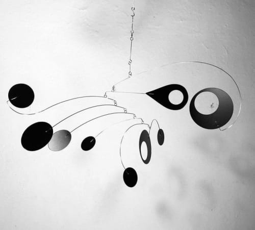 Hanging Mobile in Black For Low Ceiling Made in the USA | Wall Sculpture in Wall Hangings by Skysetter Designs. Item made of metal works with modern style