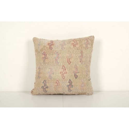 Handwoven Sand Beige Turkish Kilim Pillow | Cushion in Pillows by Vintage Pillows Store. Item made of fabric