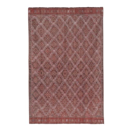 Handwoven Diamond Pattern Kilim Rug, Turkish Mid Century | Area Rug in Rugs by Vintage Pillows Store. Item made of wool with fiber