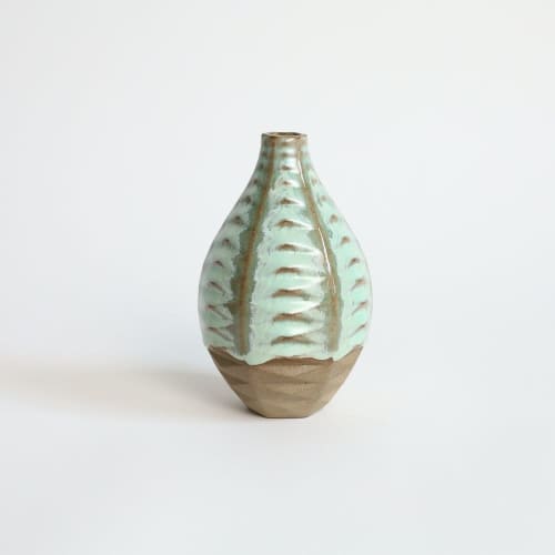 Basalt in Coral Green | Vase in Vases & Vessels by by Alejandra Design. Item made of ceramic